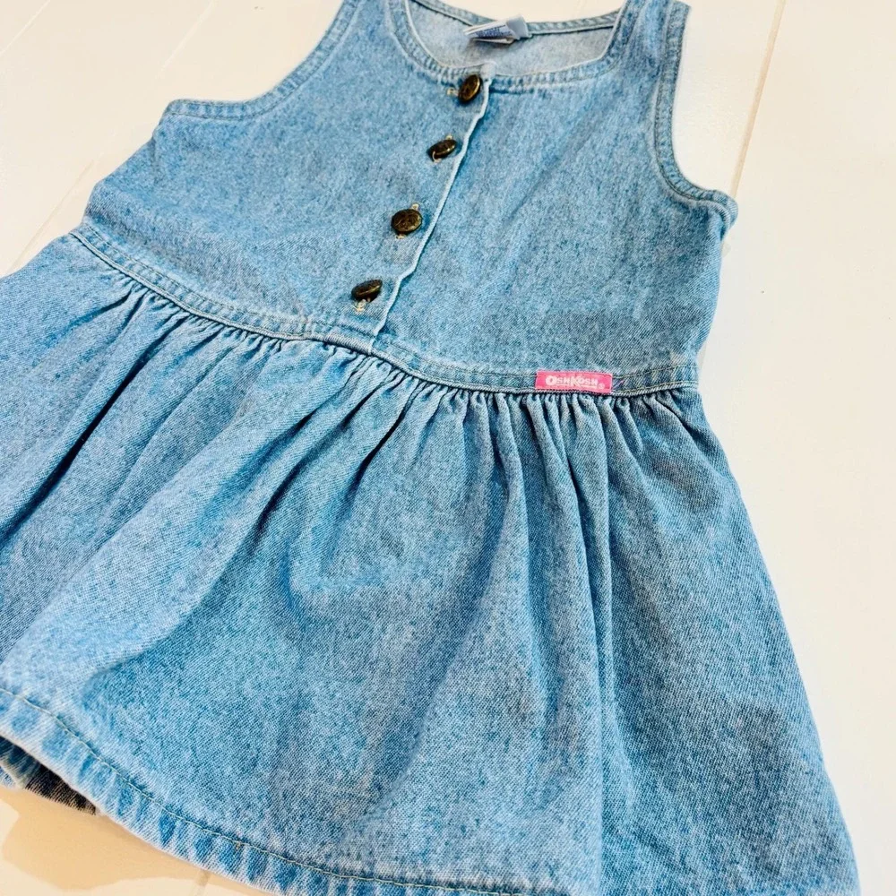 Vintage Oshkosh B'Gosh Light‎ Denim Dress, Made in USA, Size 2T